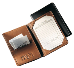 tan and black leather foldover note jotters